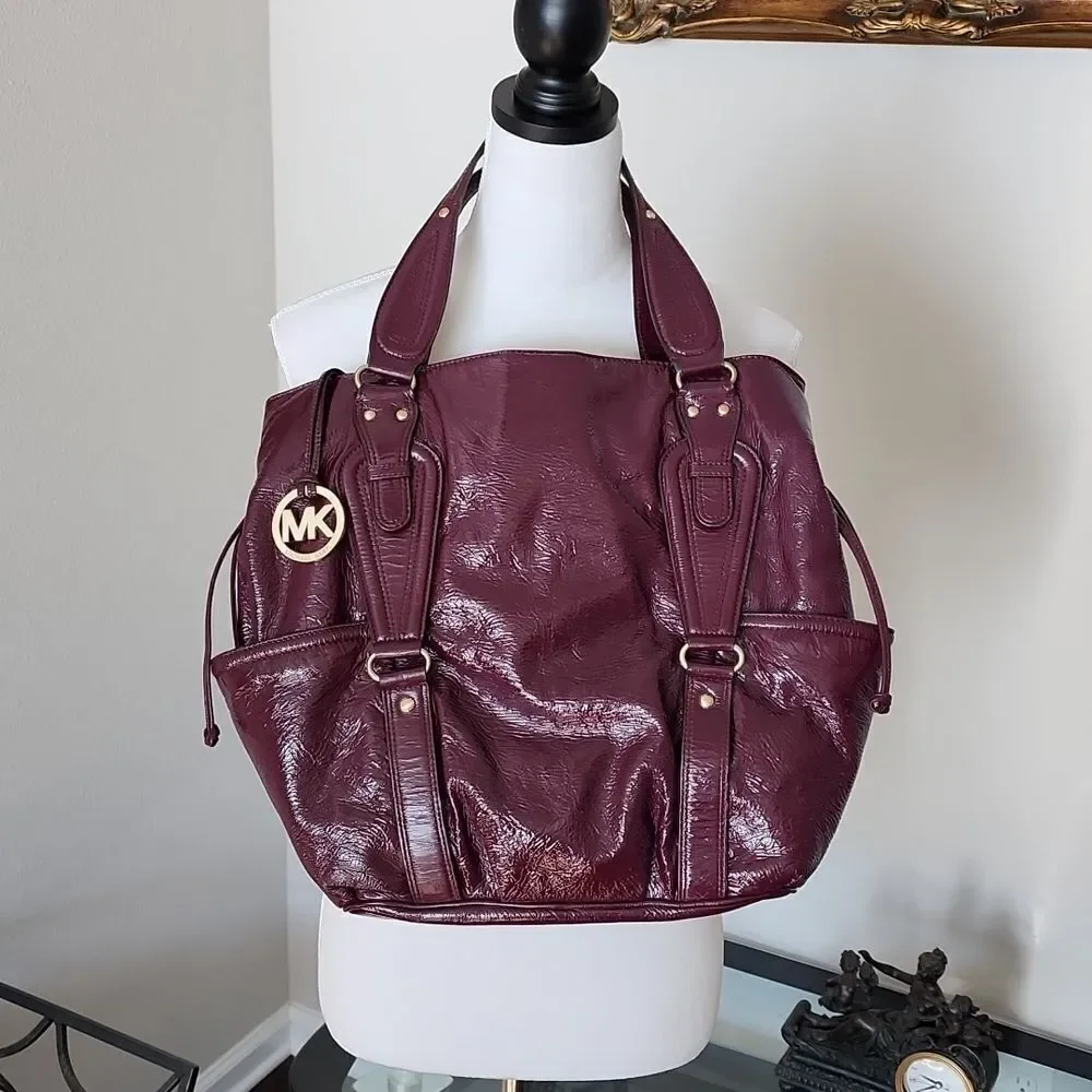 Michael Kors Burgundy Patent Leather Shoulder Bag